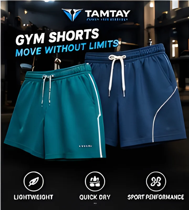 Teal and navy gym shorts